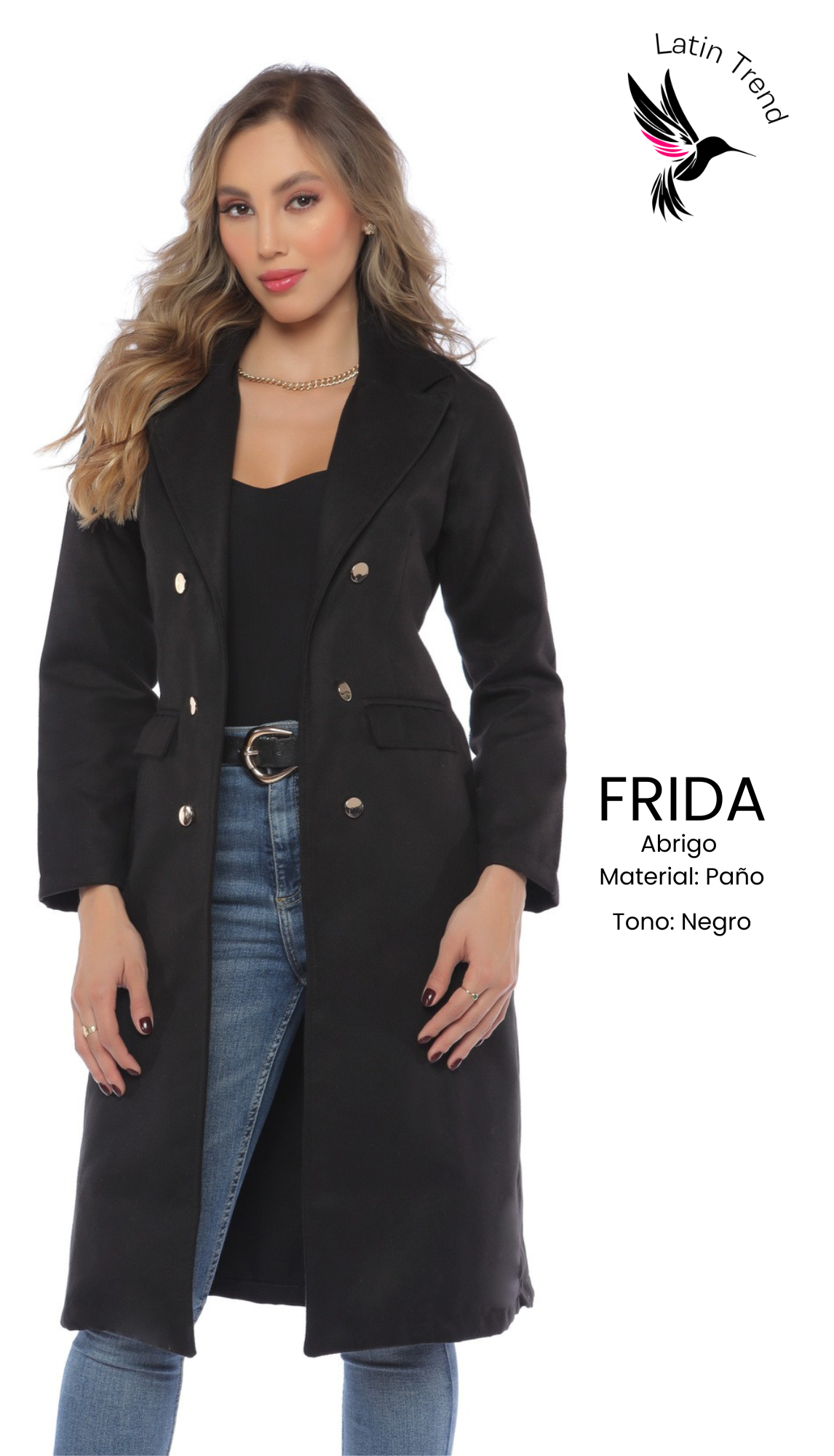 Gabán largo en paño para mujer Frida